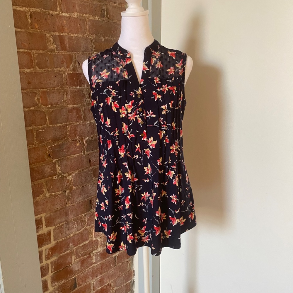 Navy Floral Top